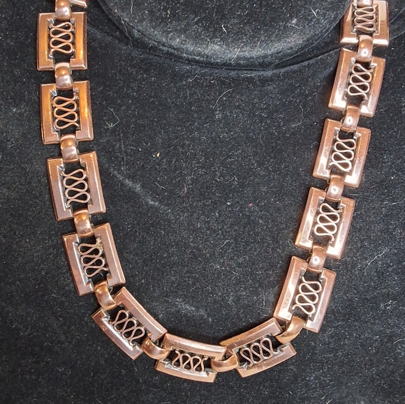 Renoir Vintage  Elegant COPPER  Squiggle  Necklace - Picture 2 of 9
